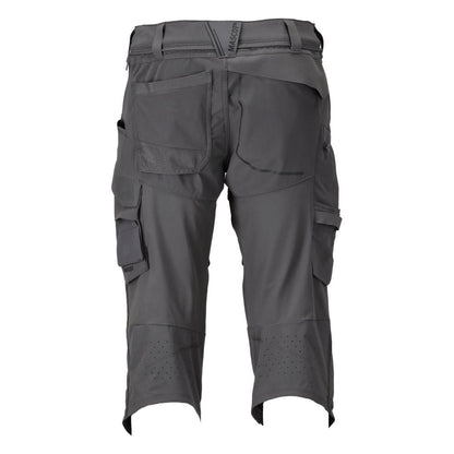 Trojštvrťové nohavice, vrecká na kolenách, strečové trojštvrťové nohavice, antracitovo sivé