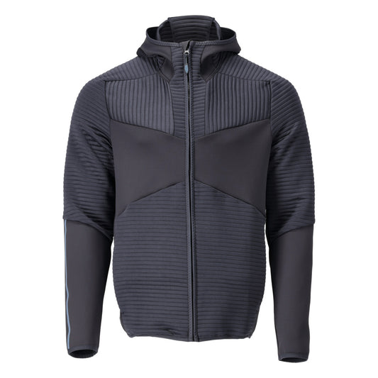 Flísový sveter, kapucňa, mikrofleecová bunda na zips, čierno-modrá