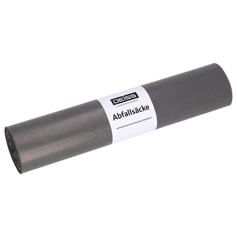 Sivá rolka EMIL DEISS KG (GmbH + Co.) DEISS 24004 vrecia na odpad, 500+200x1100 mm typ 70, rolka s 25 kusmi, ideálna pre komerčné odpadové hospodárstvo.