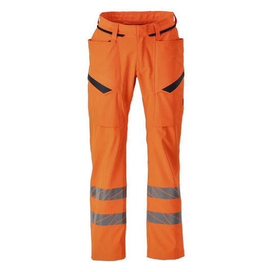 Nohavice s vreckami na stehnách, strečové nohavice, hi-vis oranžové