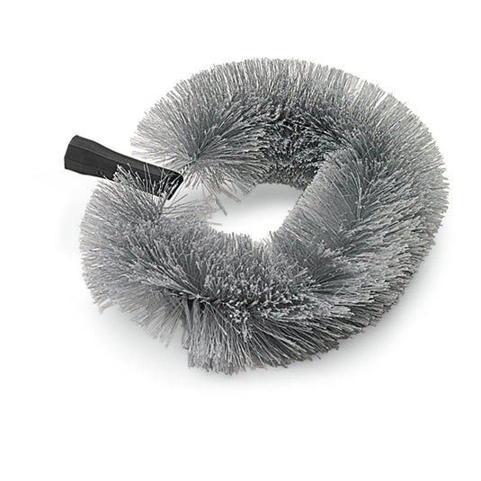 Náhradná hlava Nölle Profi Brush Staubbiene oválna, 25 cm syntetická kefa od Nölle Profi Brush Bürsten- & Pinseltechnik e.K. má husté sivé štetiny a čiernu rukoväť, zobrazené na bielom pozadí.