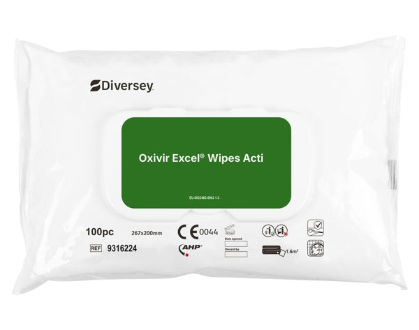 Diversey Oxivir® Excel Disinfekcie utierky so širokým spektrom účinkov | Balenie (100 uterákov)