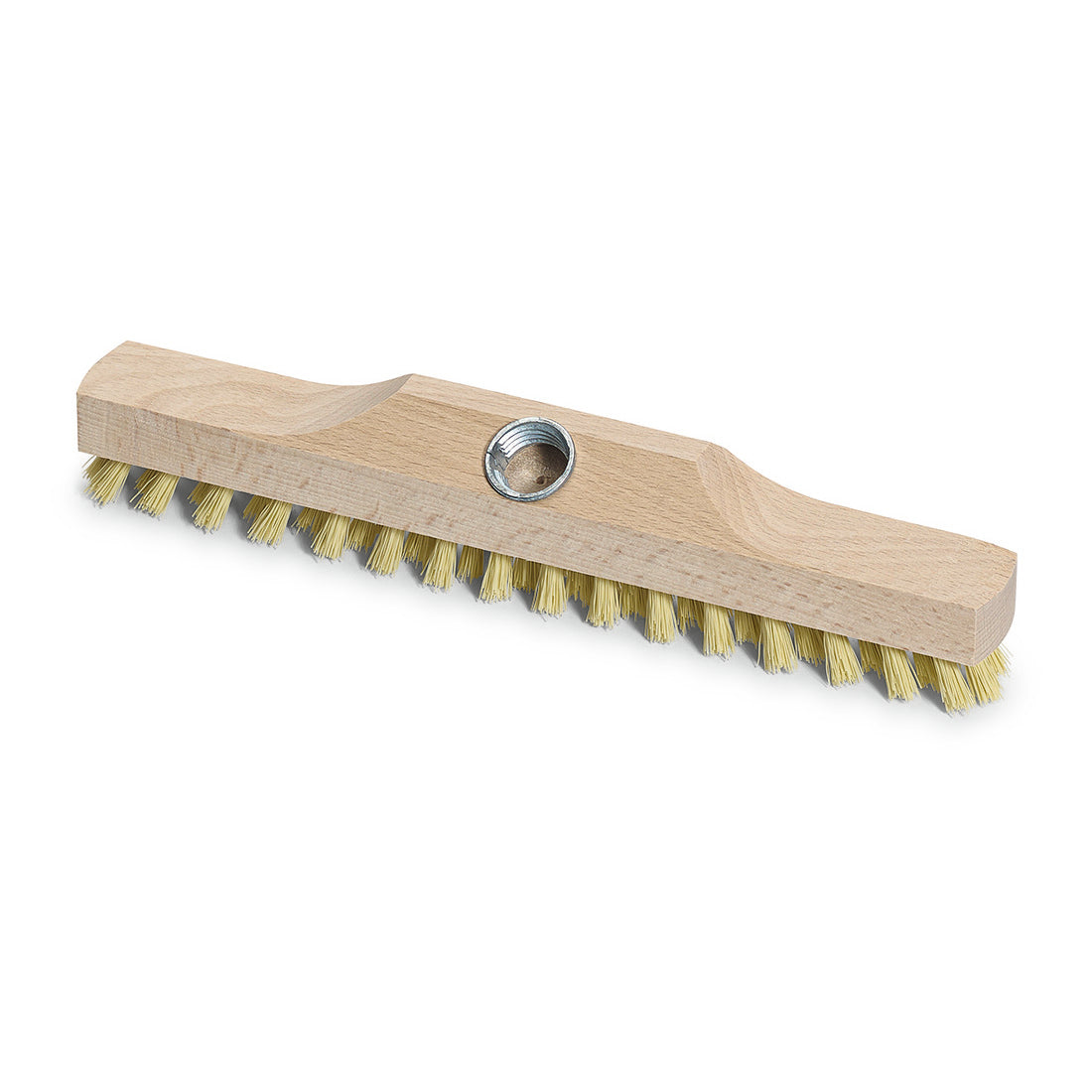 Der Nölle Profi Brush Wischer Fibre-Ersatz 29 cm von Nölle Profi Brush Bürsten- & Pinseltechnik e.K. ist mit steifen Borsten und einem zentralen Loch für die Stielbefestigung ausgestattet, ideal für die professionelle Reinigung, abgebildet auf weißem Hintergrund.