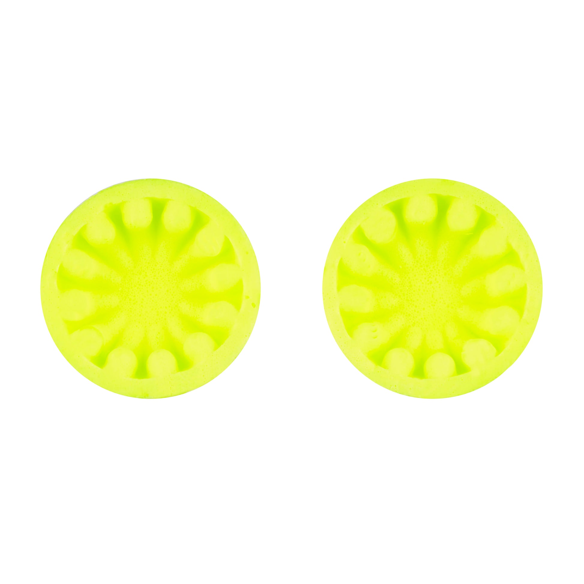 Zwei leuchtend gelbe 3M™ Gehörschutzstöpsel E-A-Rsoft™ FX™ aus weichem Polyurethanschaum mit sonnenschliffartiger Textur sind vor einem schlichten weißen Hintergrund abgebildet. SNR-Wert 37 dB, 5 Paar pro Packung. Marke: 3M Deutschland GmbH.