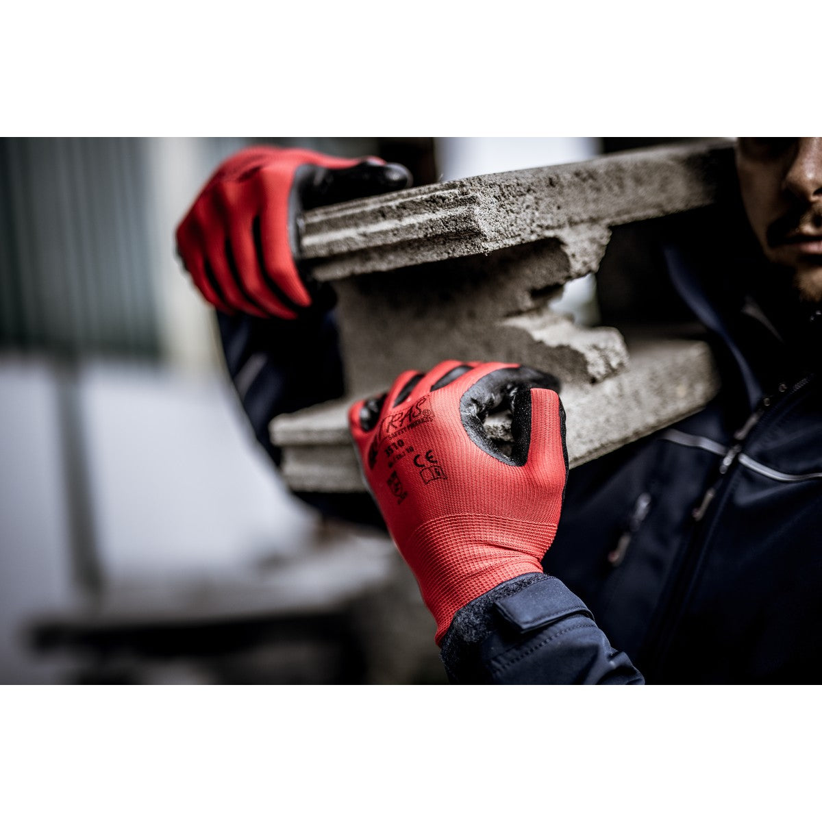 NITRAS nylonové rukavice, červená / čierna