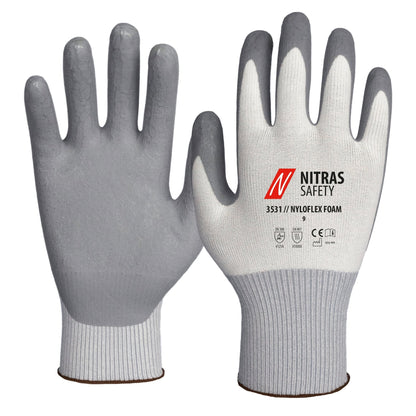NITRAS NYLOFLEX FOAM, montážne rukavice, biela / šedá