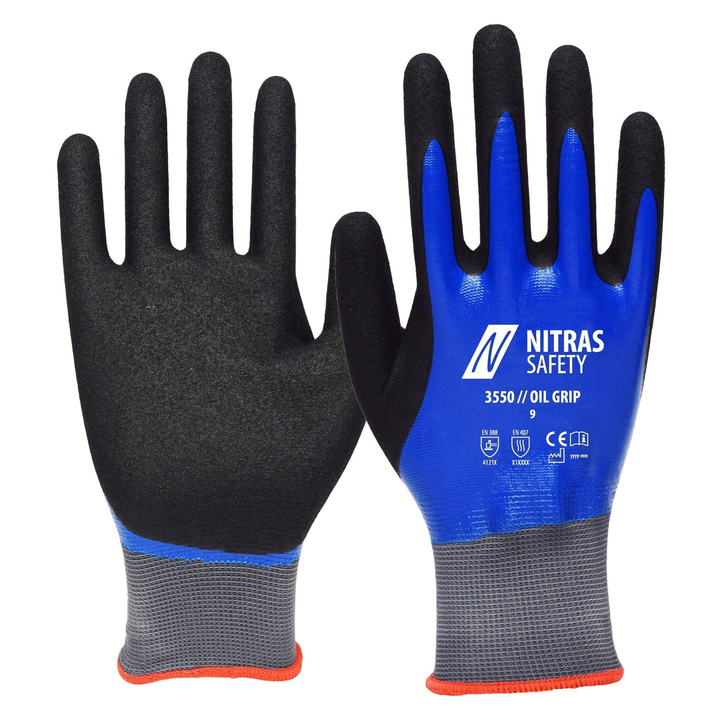 NITRAS OIL GRIP, montážne rukavice, modrá / čierna