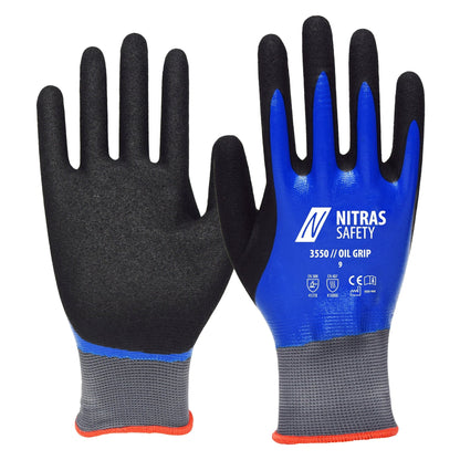 NITRAS OIL GRIP, montážne rukavice, modrá / čierna