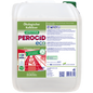 Ein weißer 10-Liter-Behälter mit Dr. Schnell PEROCID ECO Kalklöser für Oberflächen der DR.SCHNELL GmbH & Co. KGaA, mit grünem Etikett mit Produktinformationen, Sicherheitssymbolen und deutscher Anleitung für diesen umweltfreundlichen Oberflächenentkalker.