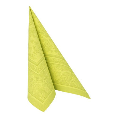 Čisto zložený zelený obrúsok PAPSTAR 50 obrúskov "ROYAL Collection" (40 x 40 cm, 1/4 sklad) od PAPSTAR GmbH stojí na bielom pozadí - ideálny na slávnostné príležitosti.