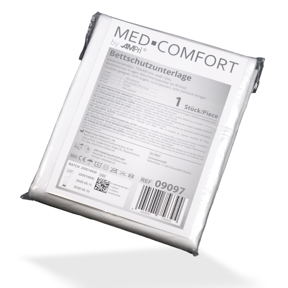 AMPri MED-COMFORT ochranná podložka do postele prateľná 75 x 90 cm, modrá/biela | Balenie (1 kus)