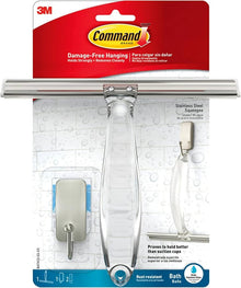 Command™ stierka do vane a sprchy, nehrdzavejúca oceľ a saténový nikel BATH32, 1 stierka + 1 HK + 2 pásiky S | Balenie (1 sada)