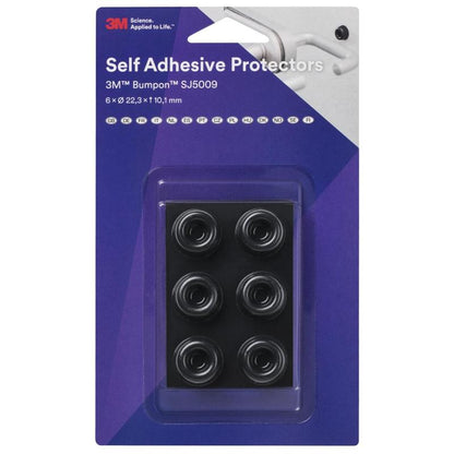 3M™ Bumpon™ SJ5009BL Elastický nárazník Mini Pack, Čierny, 6 kusov, 22,3 x 10,1 mm, Lepiaca prírodná guma R-30 | Balenie (6 kusov)