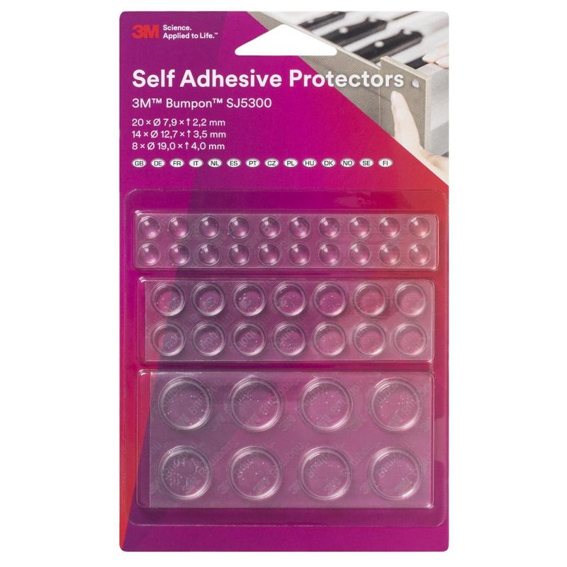 3M™ Bumpon™ SJ5300BL elastický nárazník mini balenie (20x SJ5302, 14x SJ5312, 8x SJ5344), priehľadné | Balenie (1 sada)