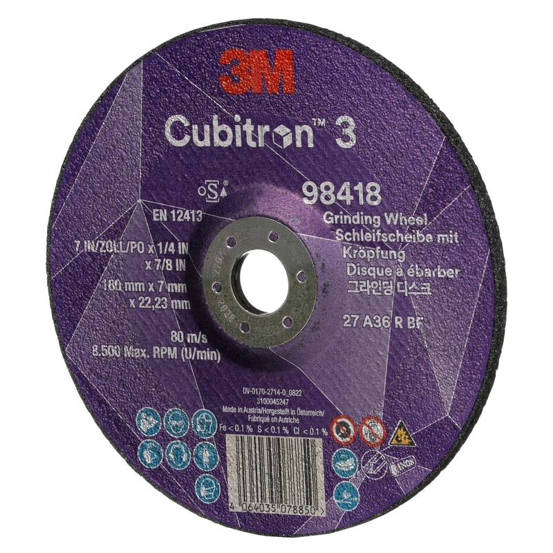 3M™ brúsny kotúč Cubitron™ 3, 98418, 36+, T27, 180 mm x 7 mm x 22,23 mm, EN, 10/bal., 20 kusov/PU | Balenie (10 kusov)