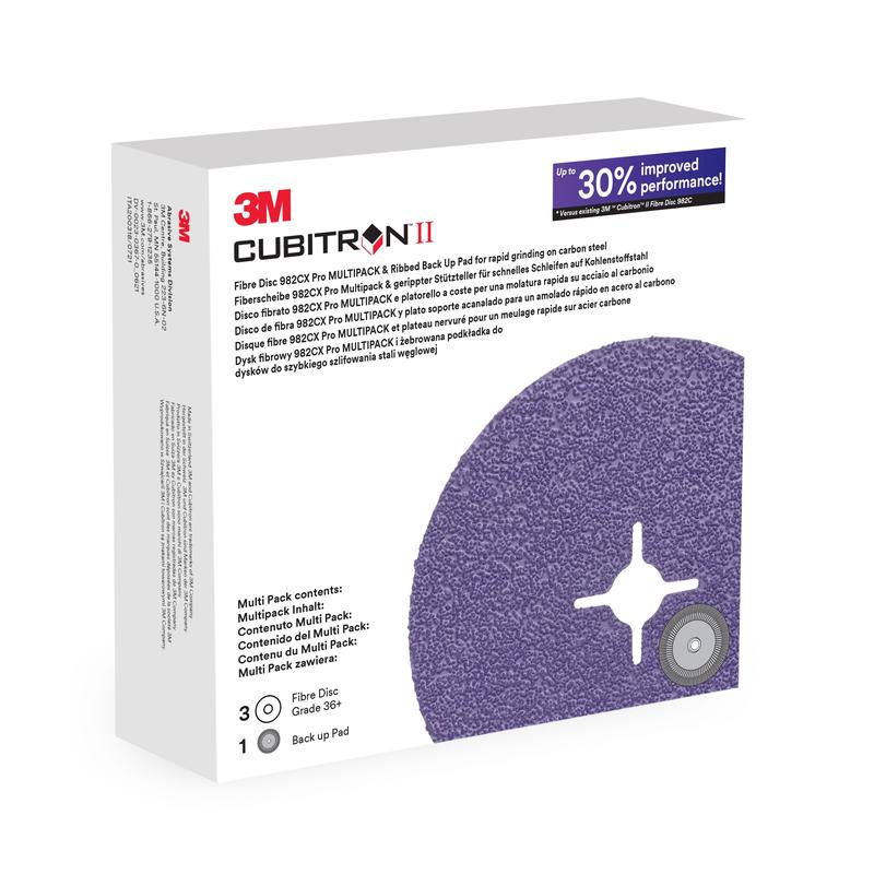 3M™ Cubitron™ II vláknový kotúč 982CX Pro KIT, 36+, 115 mm, 3 kotúče + oporná doska | Balenie (1 sada)