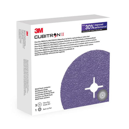 3M™ Cubitron™ II vláknový kotúč 982CX Pro KIT, 36+, 115 mm, 3 kotúče + oporná doska | Balenie (1 sada)