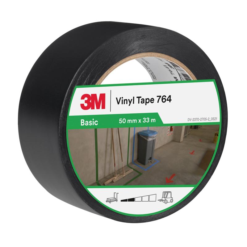 3M™ PVC páska na všeobecné použitie 764, čierna, 50 mm x 33 m, 0,13 mm, jednotlivo zabalená | Balenie (1 rolka)