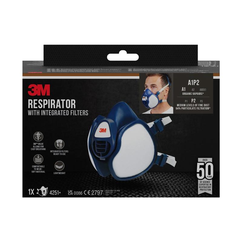 3M™ respirátor s integrovanými filtrami 4255+, FFA2P3 R D organické výpary | Balenie (1 kus)