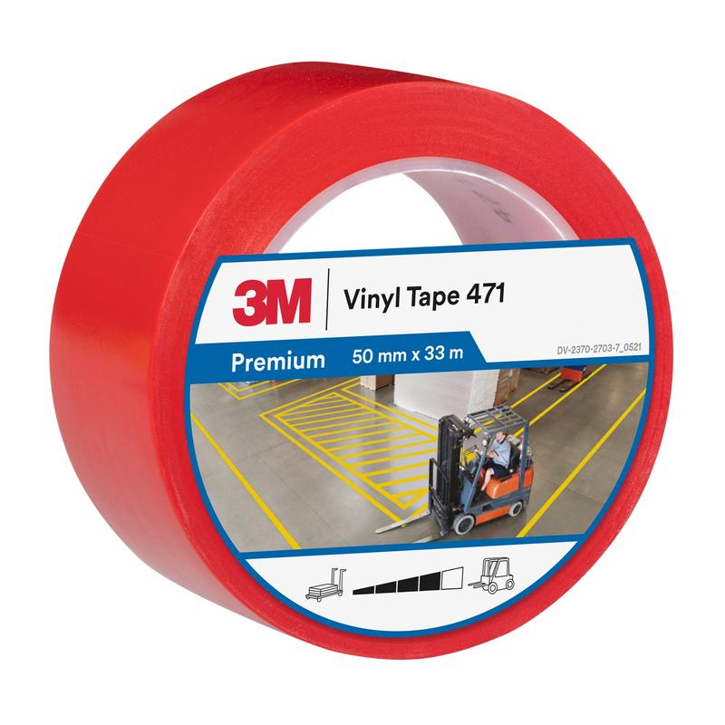 3M™ mäkká PVC páska 471, červená, 50 mm x 33 m, 0,14 mm, jednotlivo balené | Balenie (1 rolka)