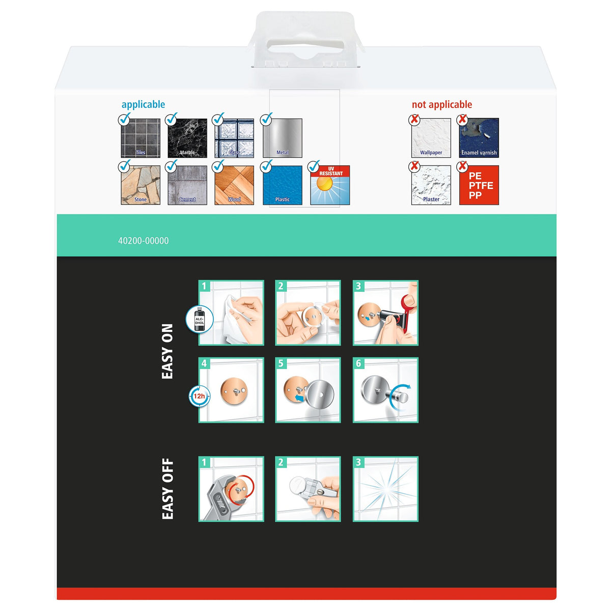 tesa ALUXX Eckduschkorb einstöckig, Aluminium, verchromt, inkl. Klebelösung