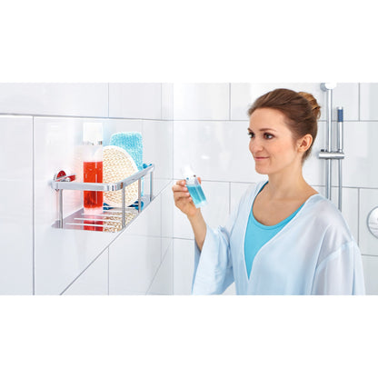 tesa ALUXX Duschablage einstöckig, Aluminium, verchromt, inkl. Klebelösung – Anwendung