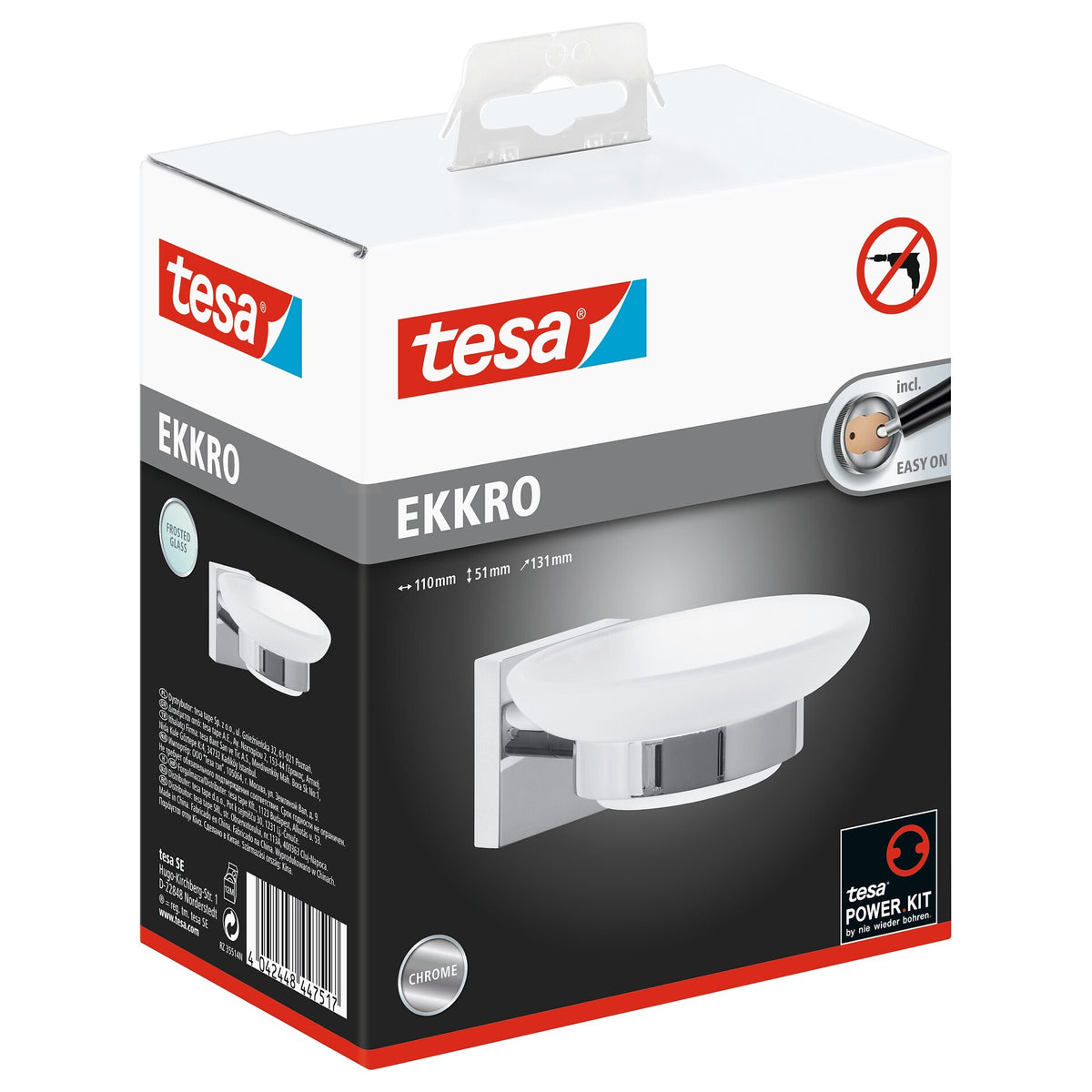 tesa EKKRO soap dish Seifenschale, chromed metal, self-adhesive