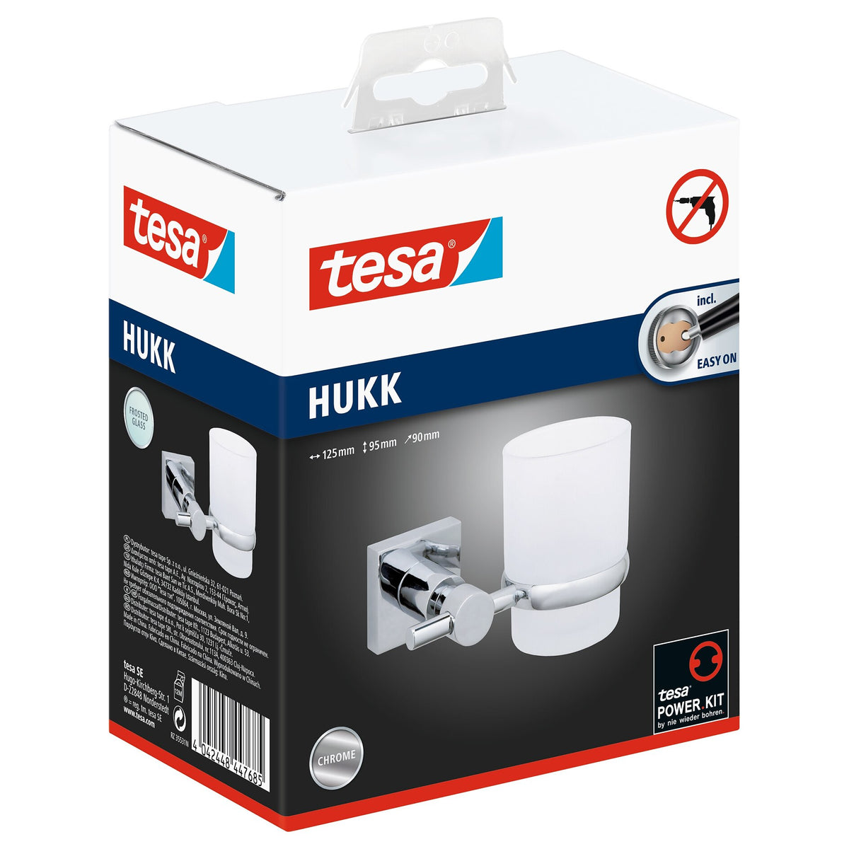 tesa Hukk Zahnbürstenhalter Wand, verchromt, inkl. Klebelösung