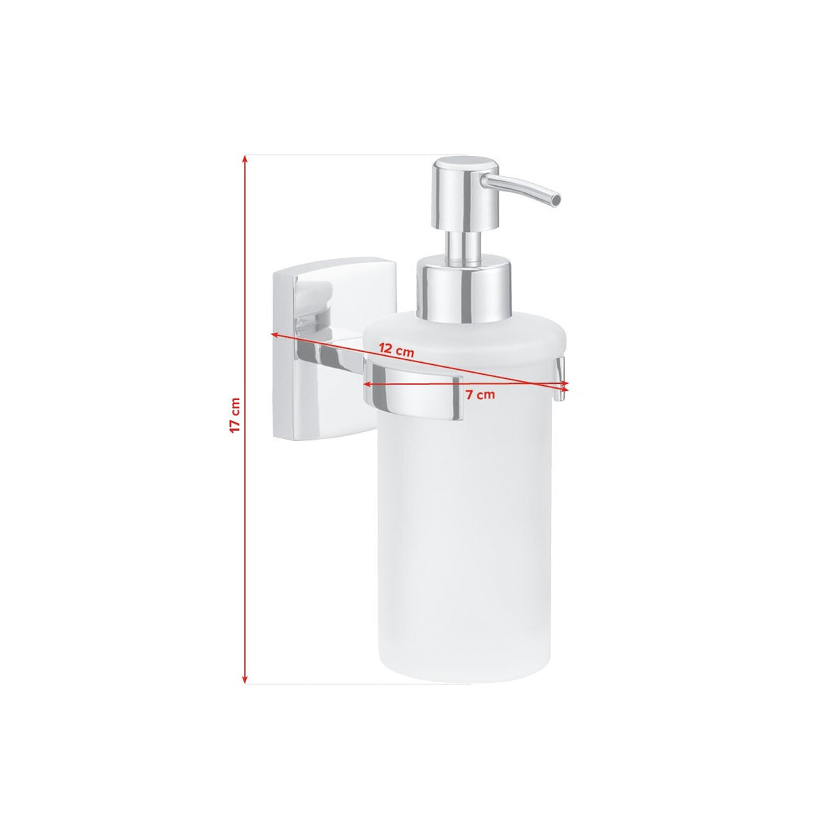 tesa Klaam Design-Seifenspender, verchromt, inkl. Klebelösung – Abmessungen
