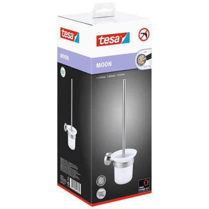tesa MOON WC-Bürste, Edelstahloptik, inkl. Klebelösung