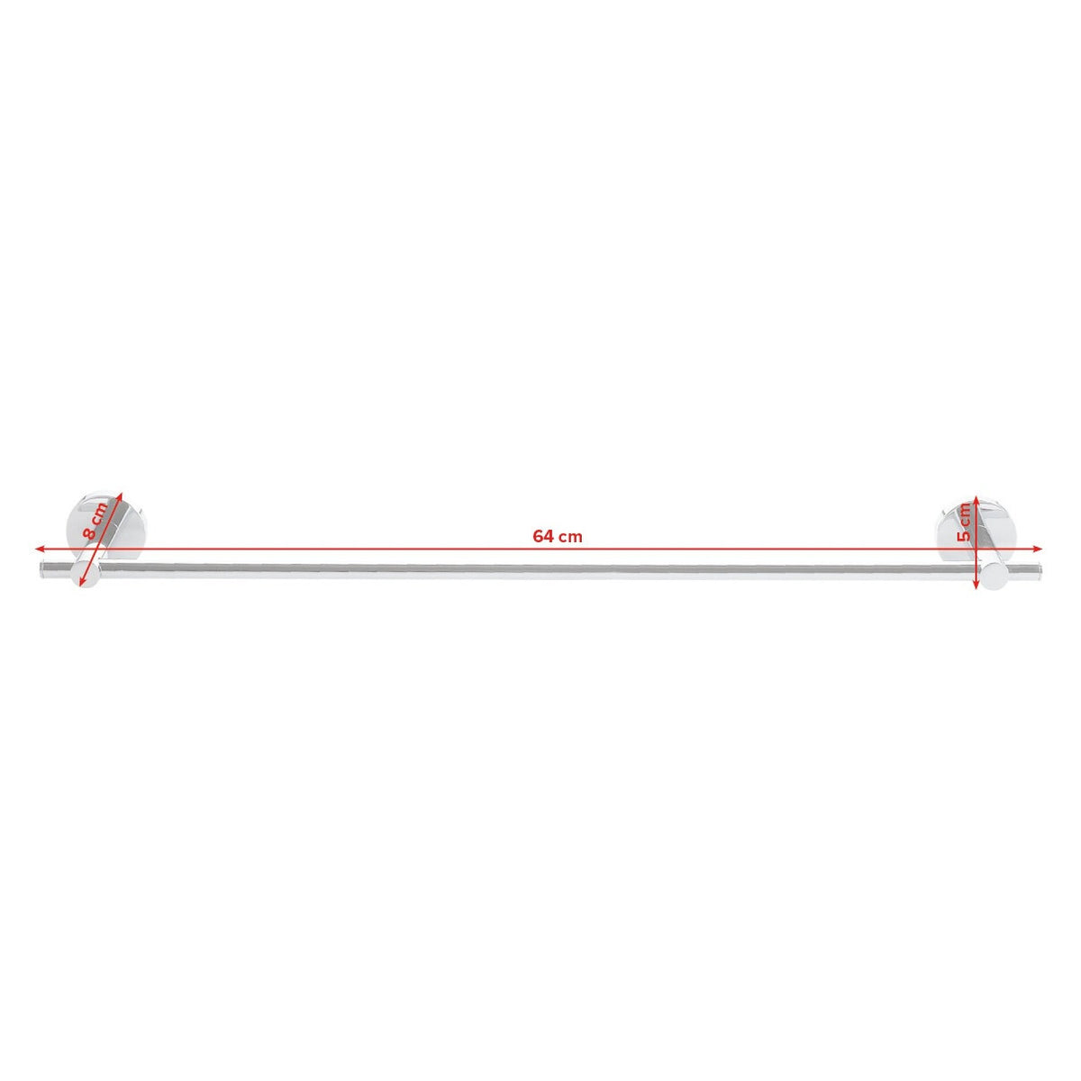 tesa SMOOZ Badetuchstange einarmig, verchromt, selbstklebend – Abmessungen