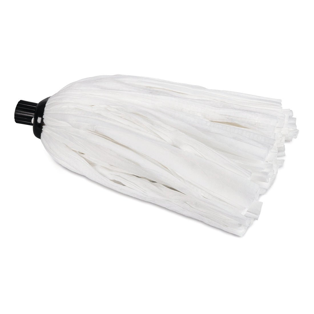 Náhradný mop Nölle Profi Brush, antibakteriálny (1 kus, polybag), leží na boku s bielymi prameňmi a čiernym golierom. Od Nölle Profi Brush Bürsten- & Pinseltechnik e.K., zabezpečuje hygienické čistenie.