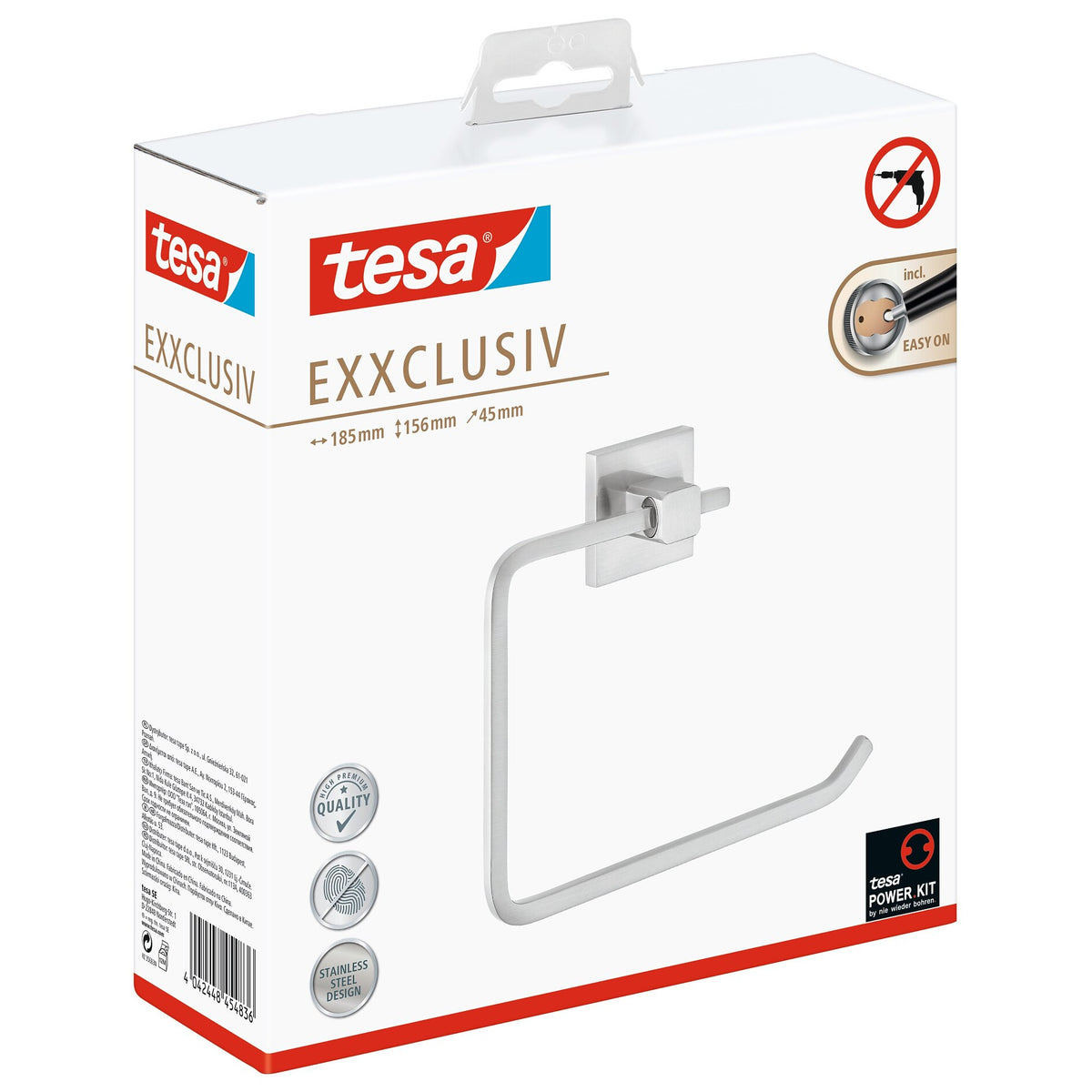 tesa EXXCLUSIV Handtuchring, Edelstahloptik, inkl. Klebelösung