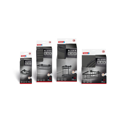 tesa ALUXX BLACK Duschkorb, mattschwarz, für Dusche und Badewanne – Sortiment