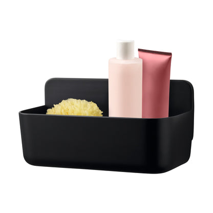 tesa LAVAA Duschkorb mittelgroß, mattschwarz, elegant, praktisch, platzsparend, weiß