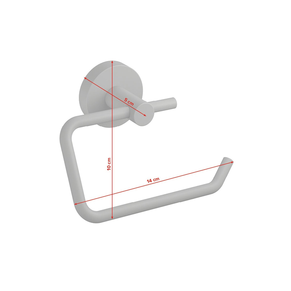 tesa MOON GREY Toilettenpapierhalter, grau matt, inkl. Klebelösung – Abmessungen
