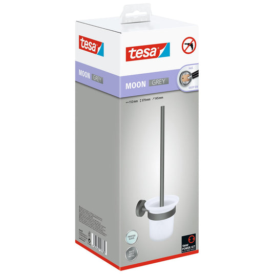 Držiak na toaletnú kefu tesa MOON GREY, matná sivá, vrátane lepiaceho riešenia