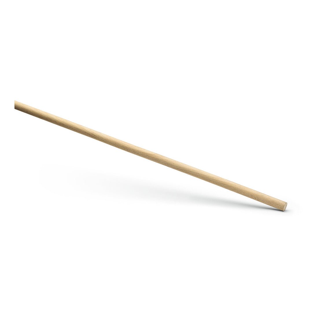 Jeden Nölle Profi Brush tvrdý drevený násada na metlu 140 cm, Ø 23,5 mm od Nölle Profi Brush Bürsten- & Pinseltechnik e.K. leží šikmo na bielom pozadí a vrhá slabý tieň.