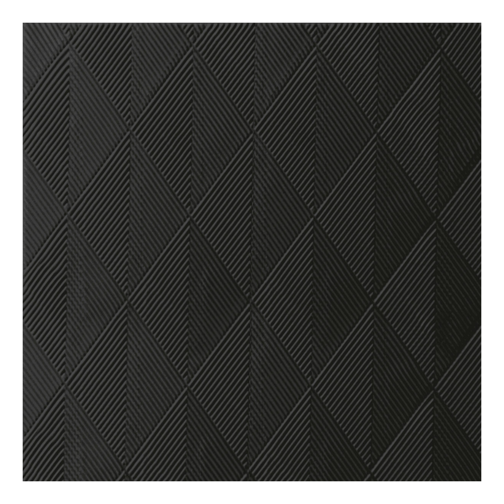 Servítka Duni Elegance® Crystal vo veľkosti 40 x 40 cm v čiernej farbe má štruktúrovaný povrch so zvýšenými, kosoštvorcovými úsekmi. Každý kosoštvorec obsahuje štyri menšie trojuholníky v rafinovanom geometrickom dizajne v jednotnej tmavošedej alebo čiernej farbe od Duni GmbH. Balenie obsahuje 40 servítok.