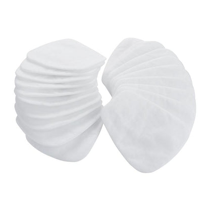 Polkruhový biely, oválny 3M™ časticový filter 5925, P2 (10 párov/balenie) od 3M Deutschland GmbH je zobrazený na bielom pozadí a poskytuje optimálnu ochranu pred prachom.