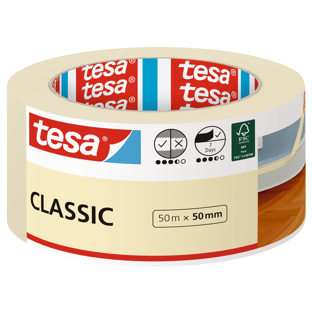 tesa 52807 Malerband Classic, 50 m x 50 mm, braun
