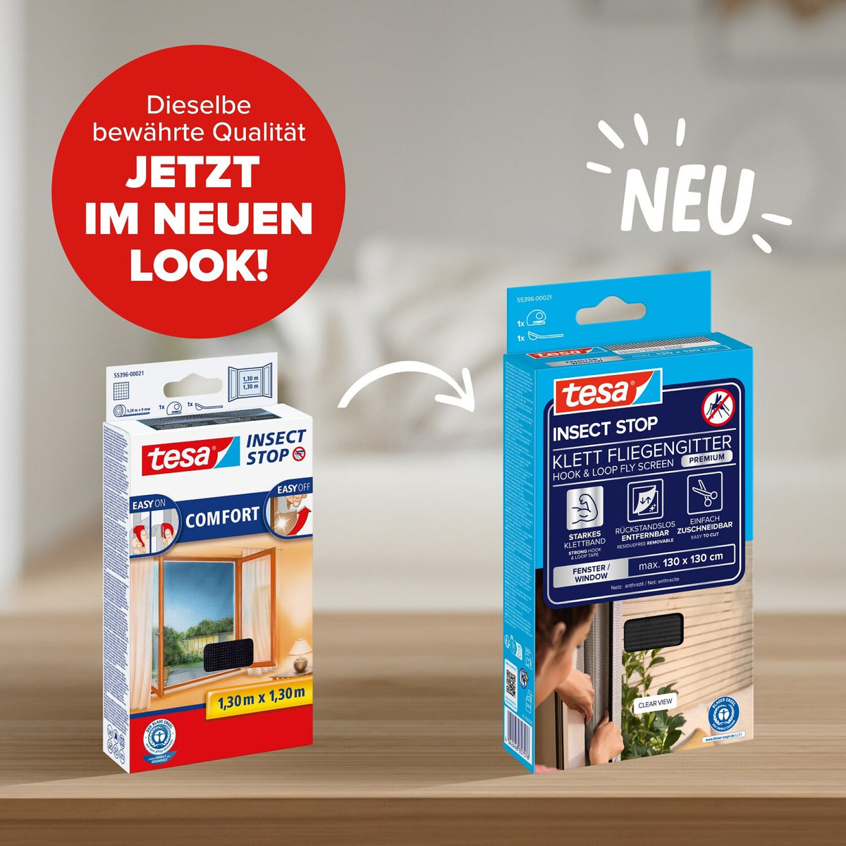 tesa INSECT STOP Klett Fliegengitter Premium für Fenster, anthrazit – Produktmerkmale