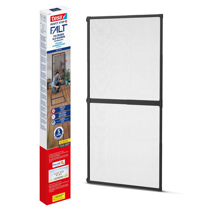 tesa FALT Faltbarer Aluminiumrahmen, teleskopierbar, für Türen, 100 x 220 cm anthrazit
