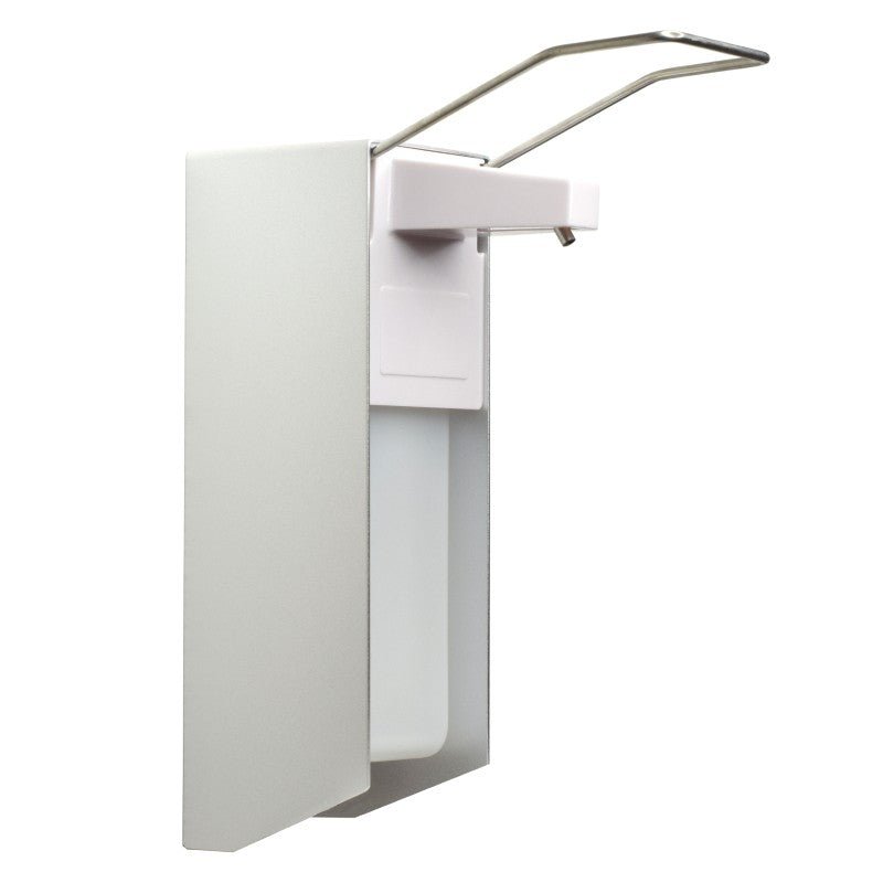 Dávkovač dezinfekčného prostriedku MCD MEDICAL CARE DENTAL GmbH NITRAS (1 kus) pojme fľaše s objemom 1000 ml, má páčku pre jednoduché ovládanie, je vyrobený z hliníka/plastu v striebornej/bielej farbe a je dodávaný vrátane nástenného upevnenia.