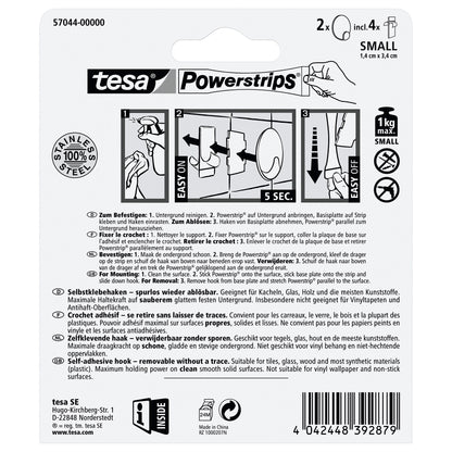tesa Powerstrips Haken S Metall Rund, weiß