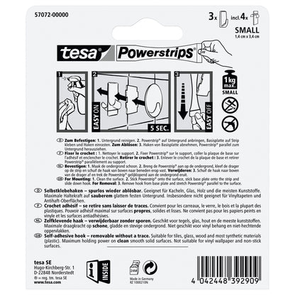 tesa Powerstrips Haken S Eckig weiß