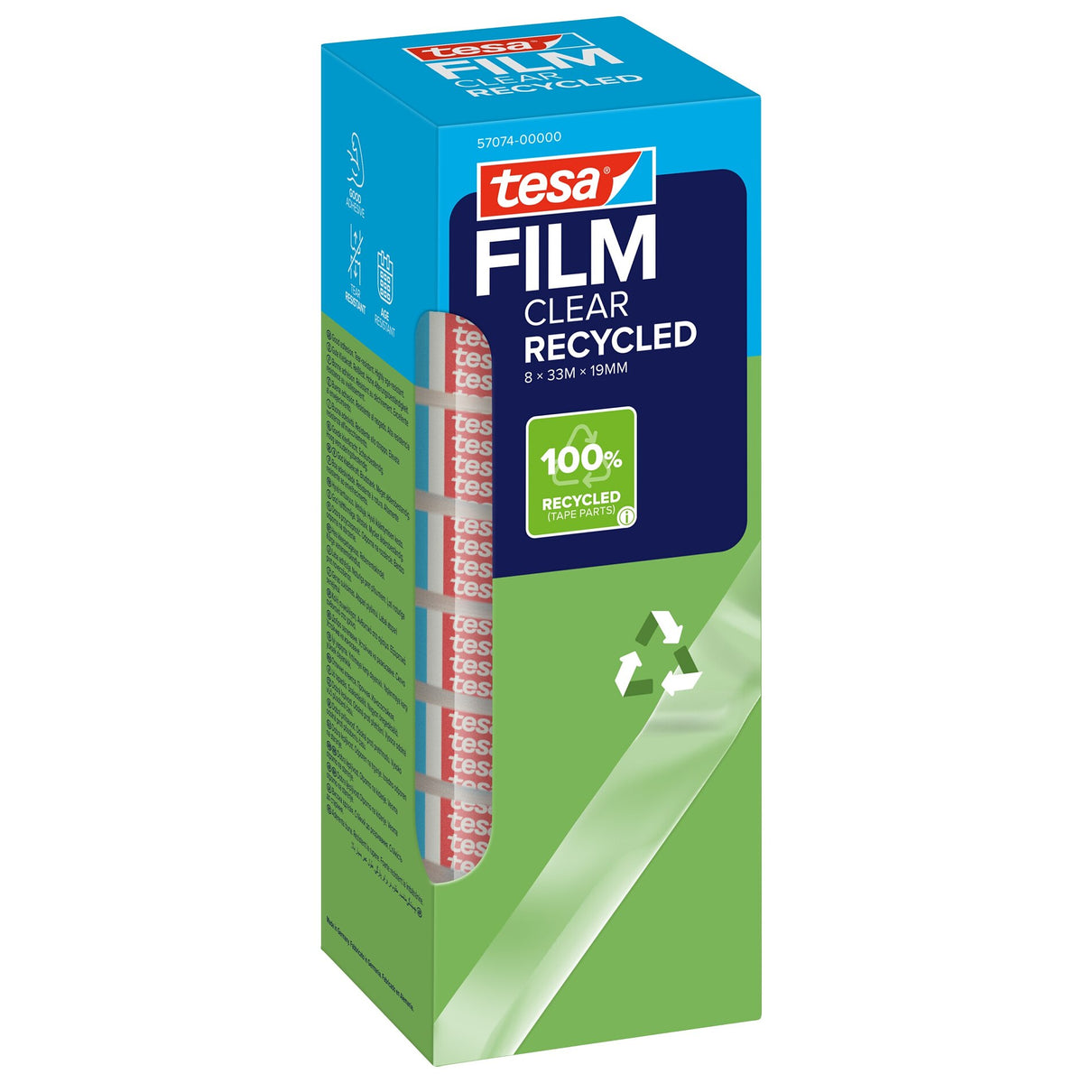 tesafilm CLEAR RECYCLED, transparent, 33 m x 19 mm
