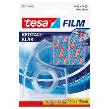 Odvíjač tesafilm + 2 rolky krištáľovo číre, priehľadné