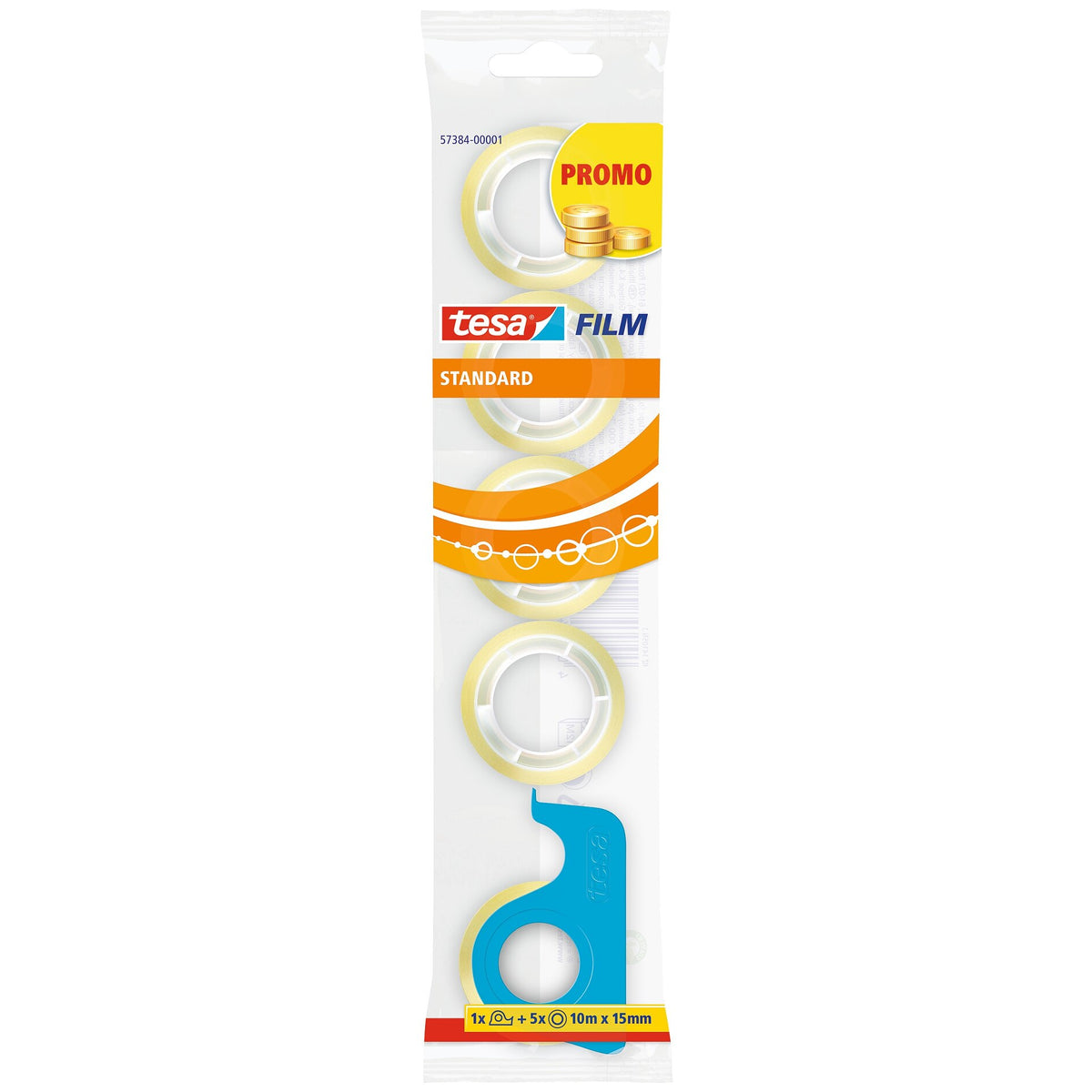 tesafilm Handabroller + 5 Rollen Standard, transparent