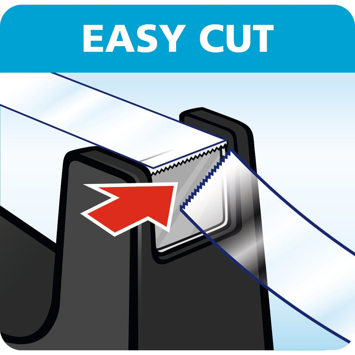 tesa 57421 Easy Cut Tischabroller, leer, für Rollen bis 33m x 19mm, rot-blau – Produktmerkmale